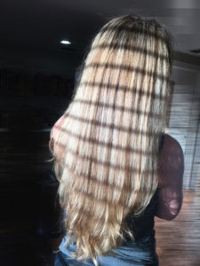Hair Cut and Color Client with Long Blond Hair